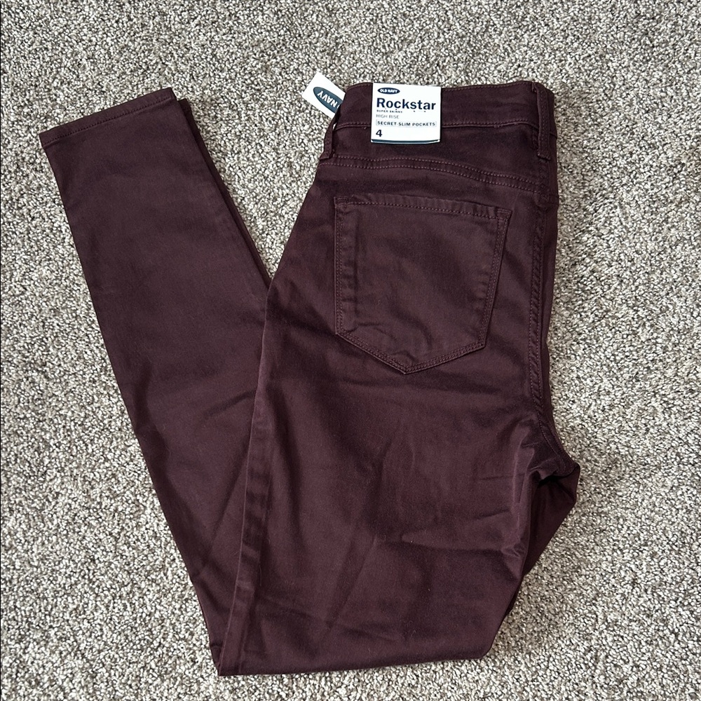NEW w/ Tags Old Navy Rockstar Women's Skinny Jeans in Deep Burgundy Size 4